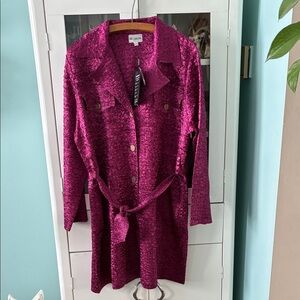 ABC Collection sz XL-2X Magenta Textured Button-Up Lightweight Jacket Blazer nwt